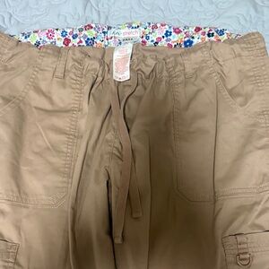 koi Tan Scrub Pants with Floral Waistband